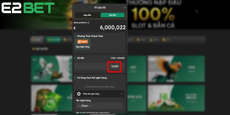 Casino E2BET hỗ trợ đa dạng hình thức giao dịch khác nhau