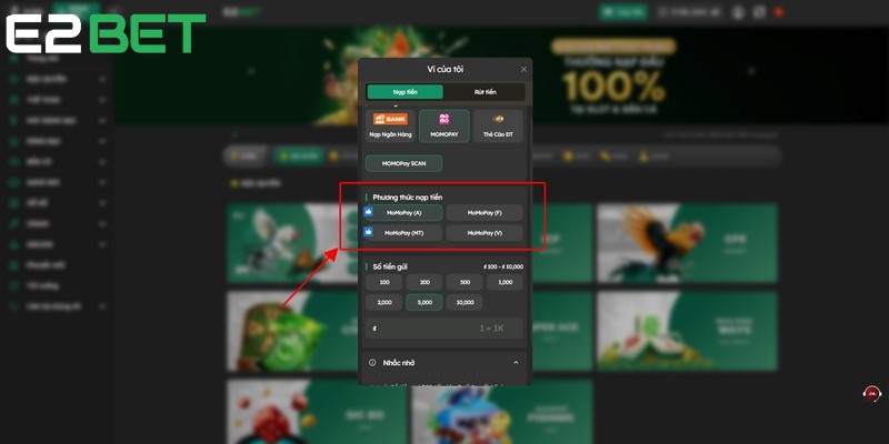 Nạp tiền E2BET qua ví điện tử nhanh chóng